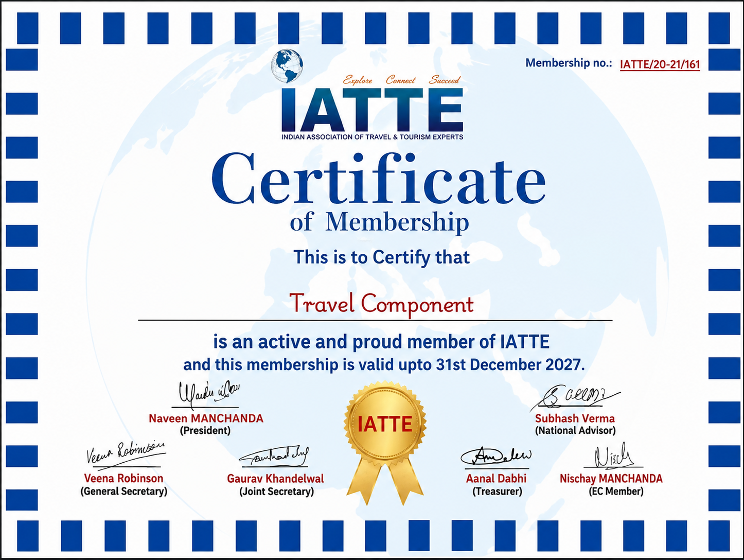 Travel Component IATTE Certificate